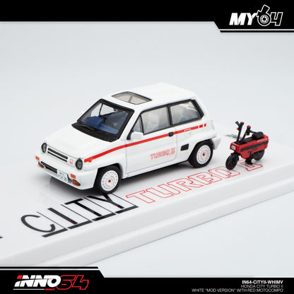 [INNO64] Honda City Turbo II - White "Mod Version" With Red Motocompo