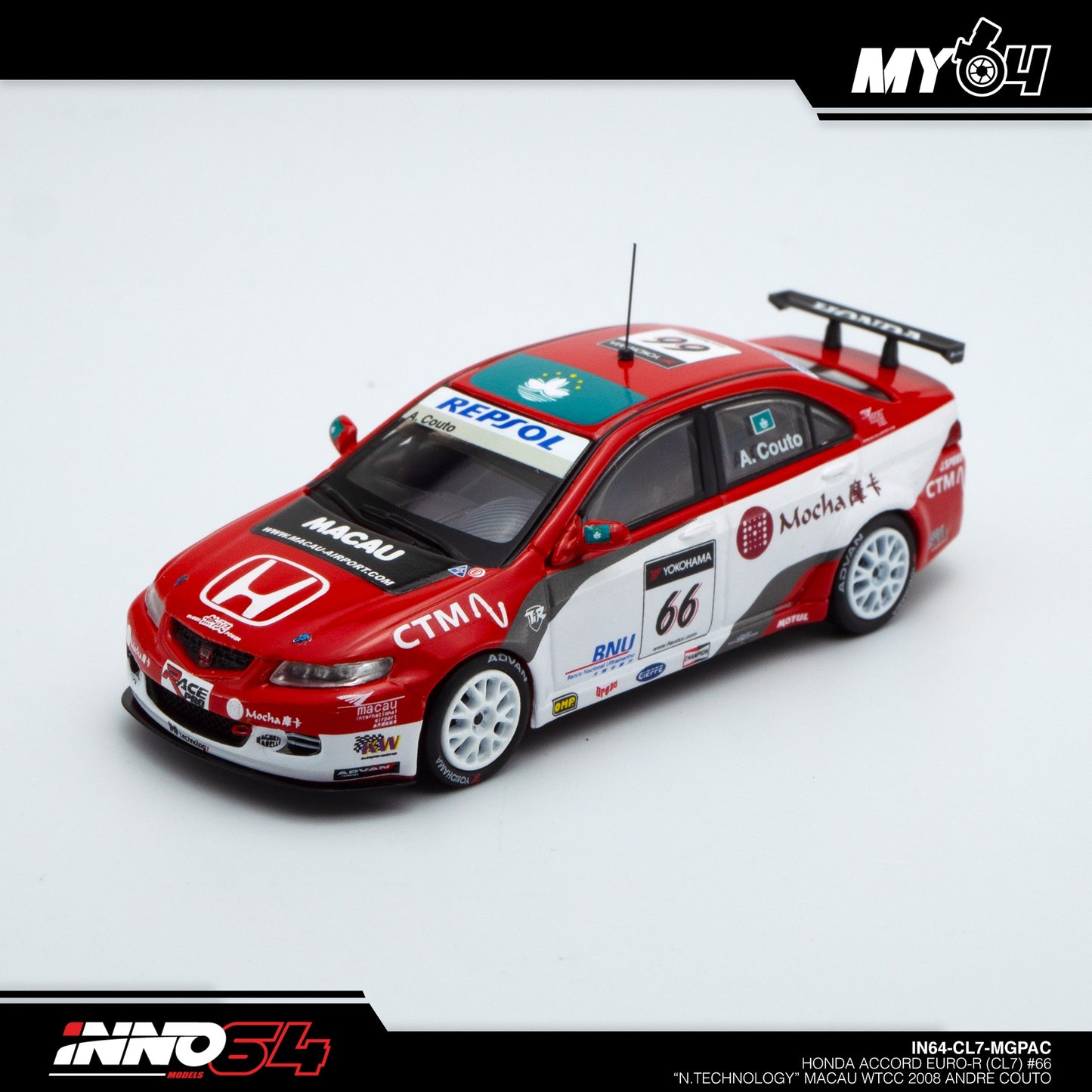 [INNO64] Honda Accord Euro-R (CL7) #66 "N.Technology" Macau WTCC 2008 Andre Couto