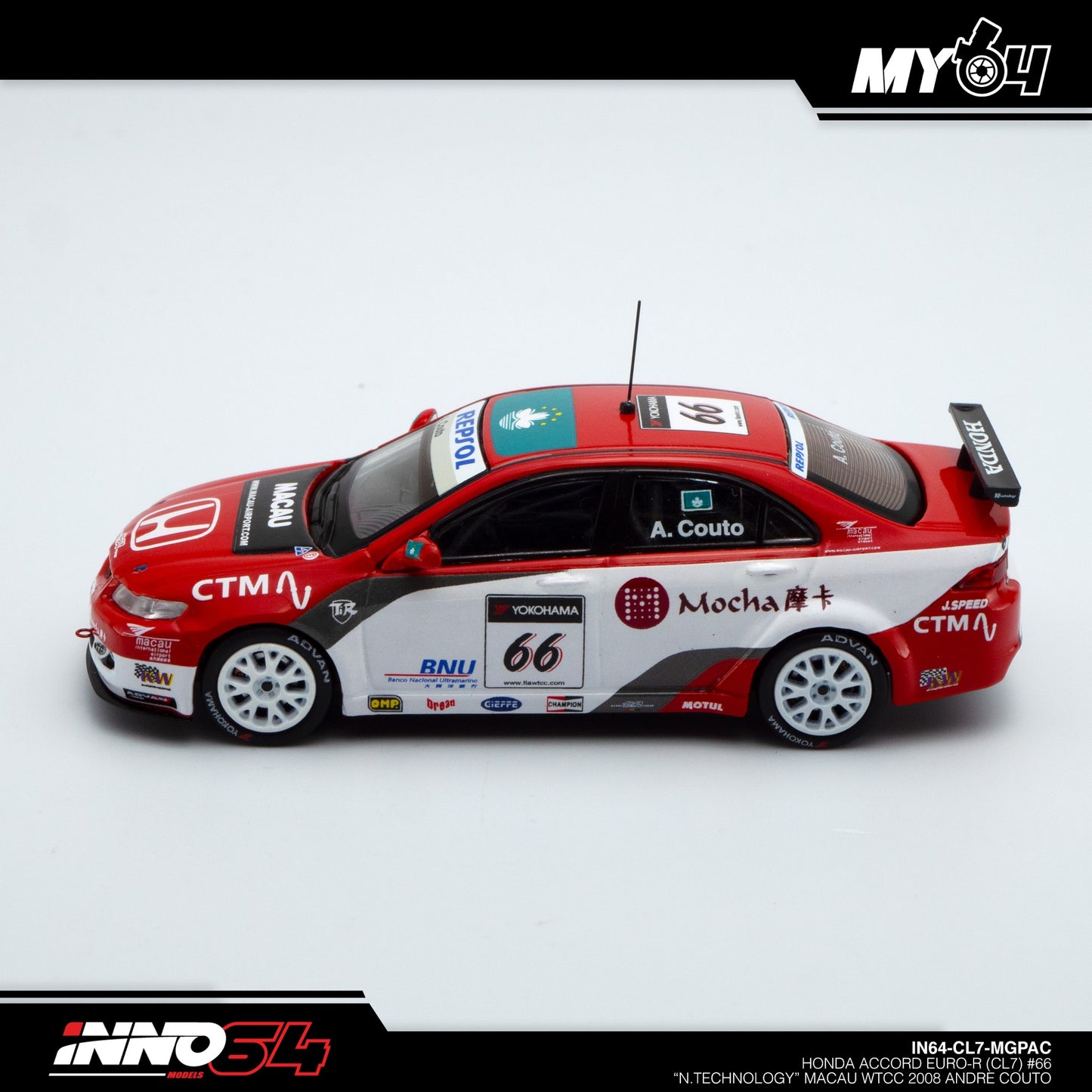 [INNO64] Honda Accord Euro-R (CL7) #66 "N.Technology" Macau WTCC 2008 Andre Couto