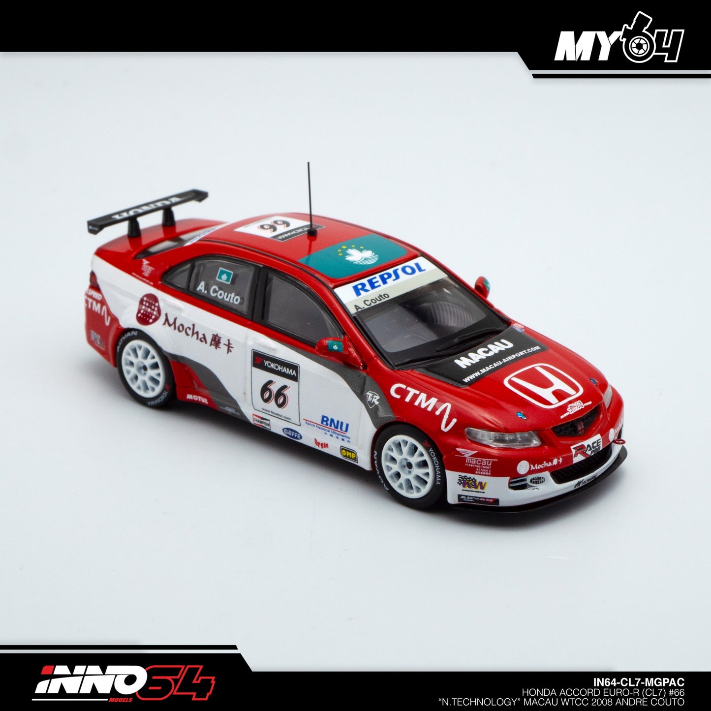 [INNO64] Honda Accord Euro-R (CL7) #66 "N.Technology" Macau WTCC 2008 Andre Couto