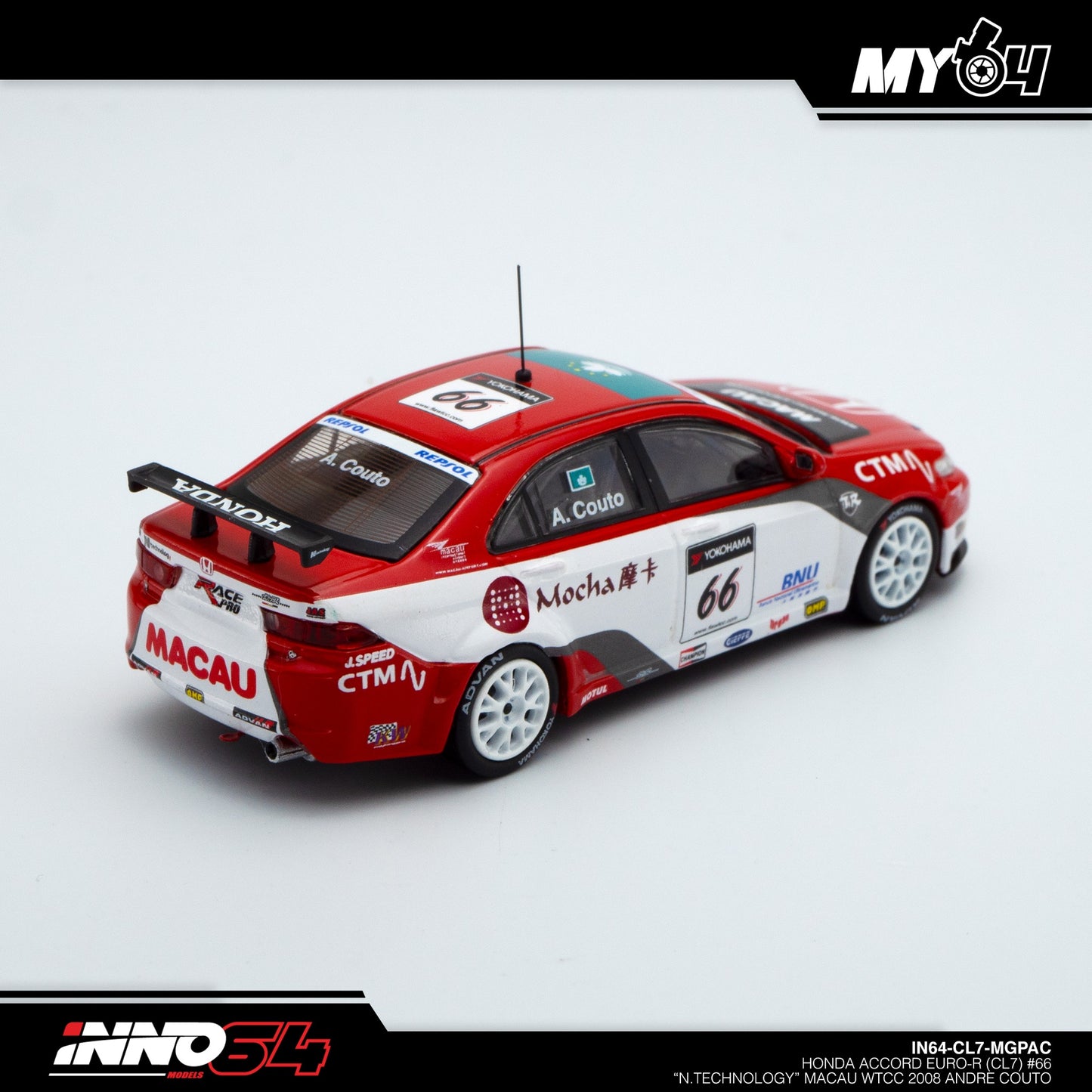 [INNO64] Honda Accord Euro-R (CL7) #66 "N.Technology" Macau WTCC 2008 Andre Couto