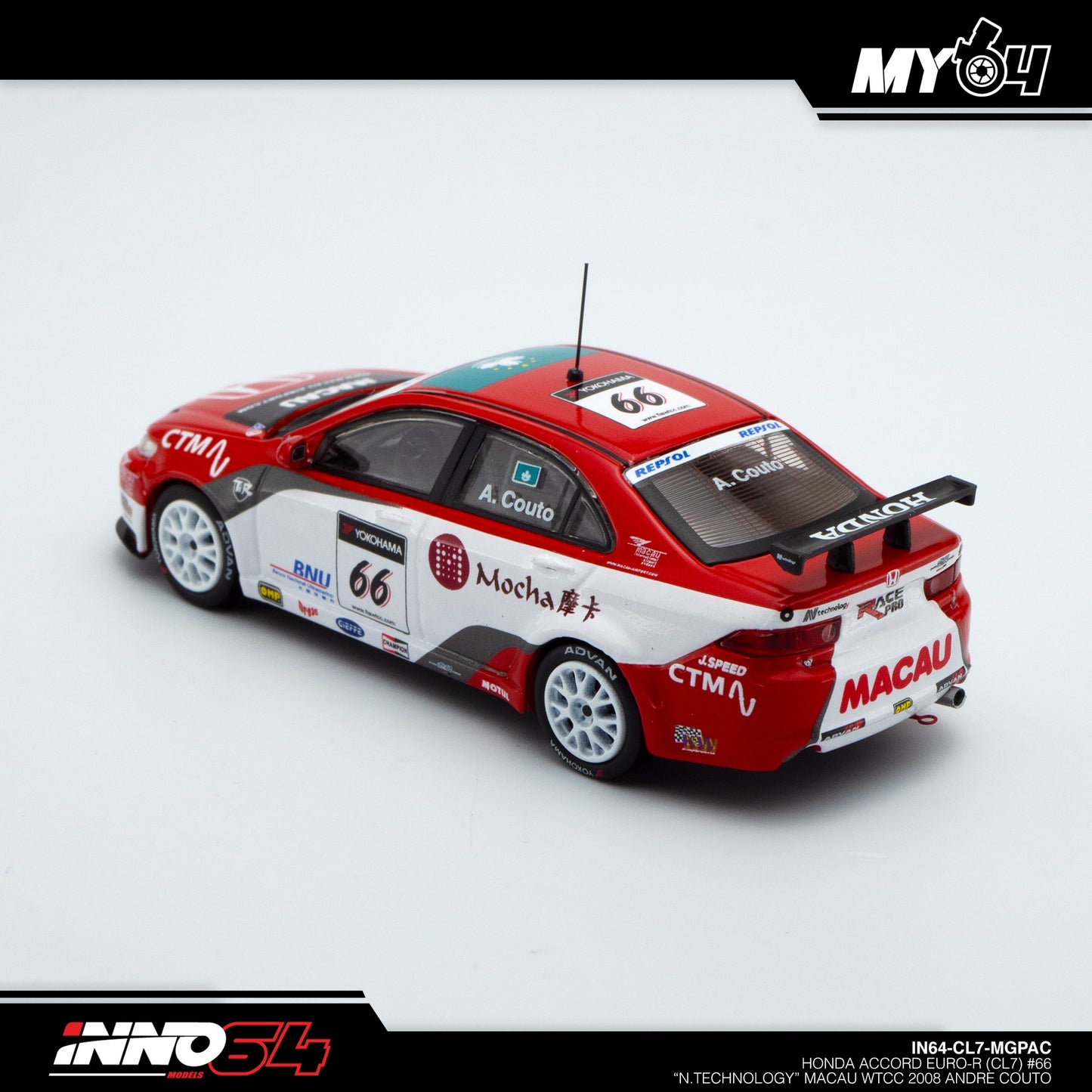 [INNO64] Honda Accord Euro-R (CL7) #66 "N.Technology" Macau WTCC 2008 Andre Couto