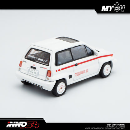 [INNO64] Honda City Turbo II - White "Mod Version" With Red Motocompo