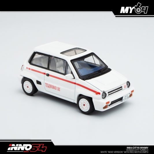 [INNO64] Honda City Turbo II - White "Mod Version" With Red Motocompo