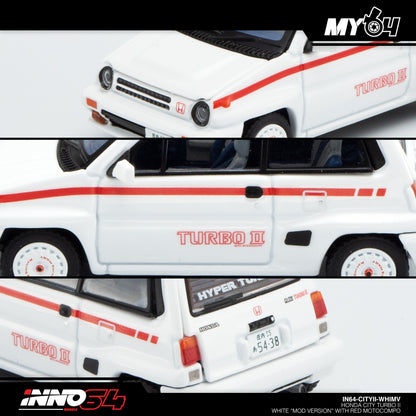 [INNO64] Honda City Turbo II - White "Mod Version" With Red Motocompo