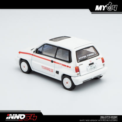 [INNO64] Honda City Turbo II - White "Mod Version" With Red Motocompo