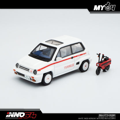 [INNO64] Honda City Turbo II - White "Mod Version" With Red Motocompo