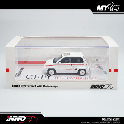 [INNO64] Honda City Turbo II - White "Mod Version" With Red Motocompo