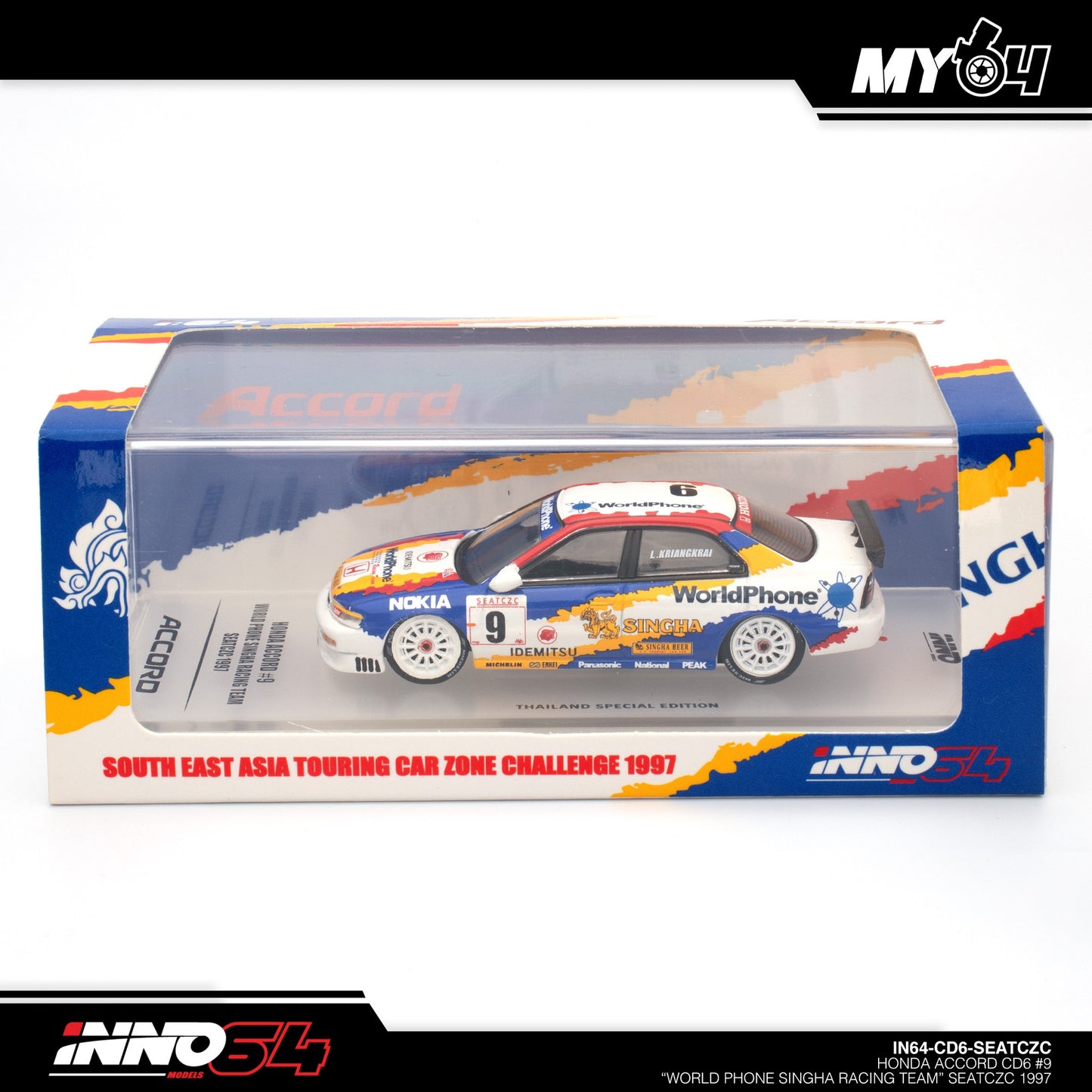 [INNO64] Honda Accord CD6 #9 "WORLD PHONE SINGHA RACING TEAM" SEATCZC 1997