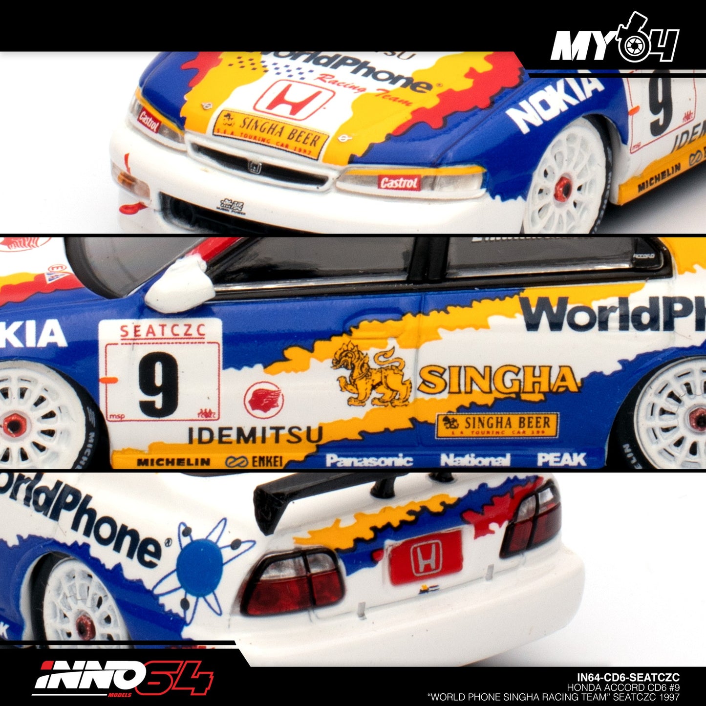 [INNO64] Honda Accord CD6 #9 "WORLD PHONE SINGHA RACING TEAM" SEATCZC 1997