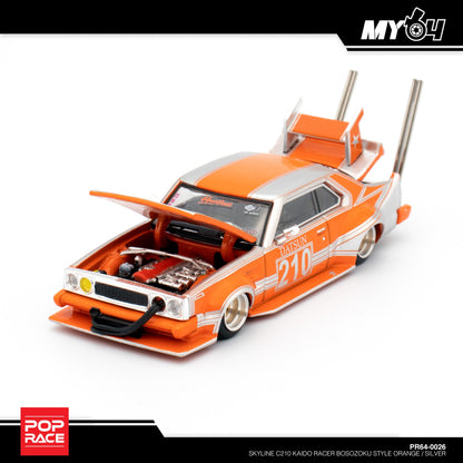 [Pop Race] Skyline C210 Kaido Racer Bosozoku Style - Orange/Silver