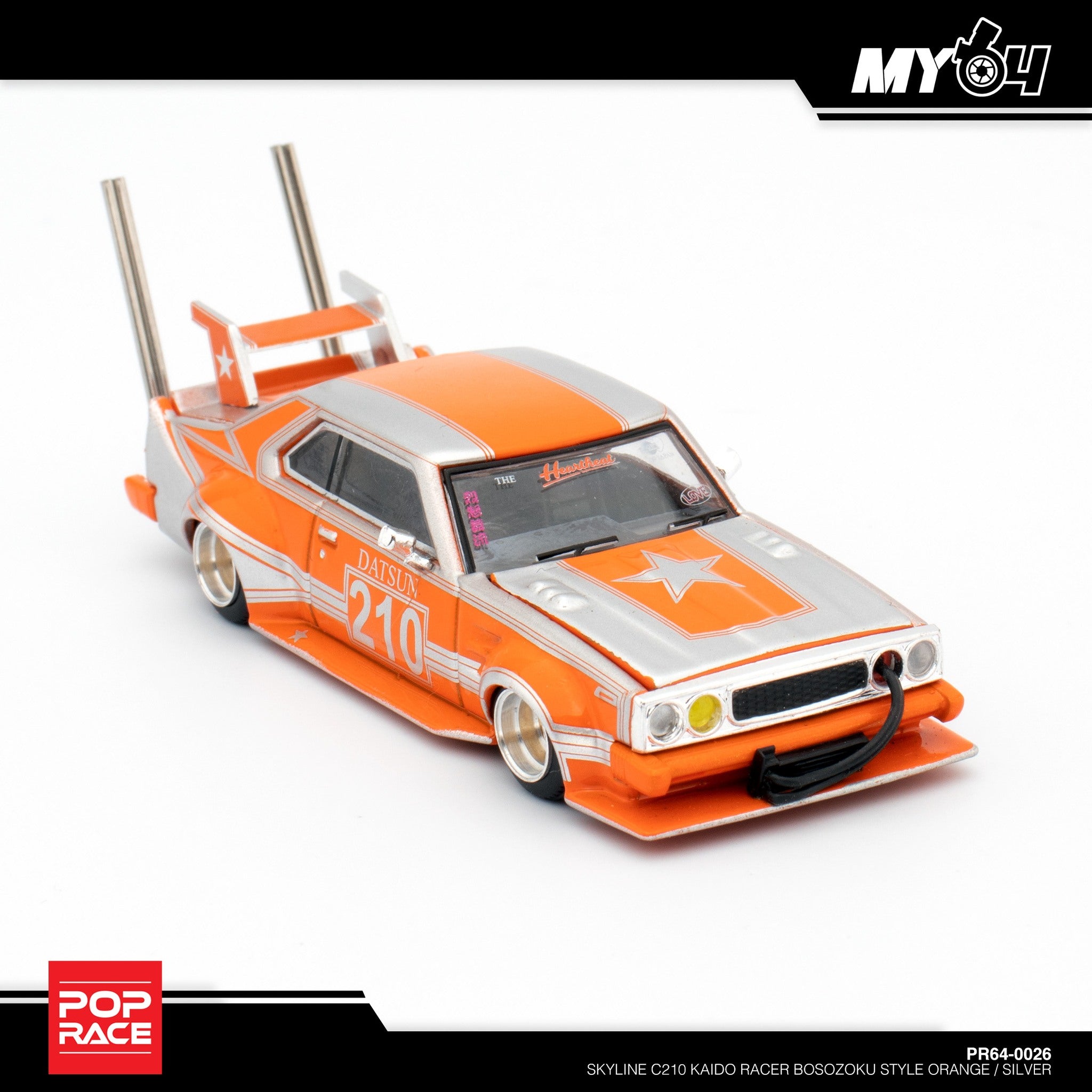 PopRace ] SKYLINE C210 KAIDO RACER BOSOZOKU STYLE ORANGE/SILVER