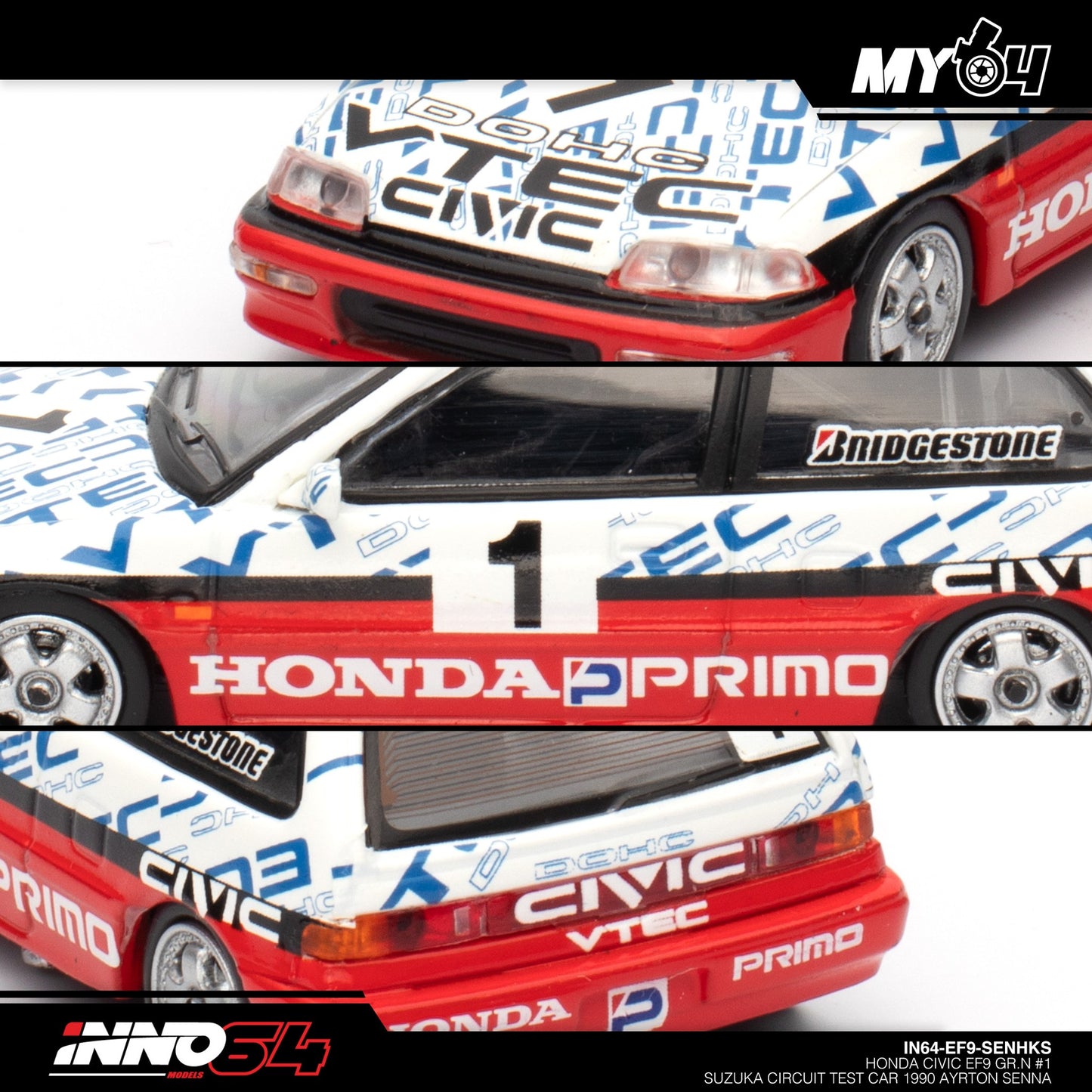 [INNO64] Honda Civic EF9 GR.N #1 Suzuka Circuit Test Car 1990 AYRTON SENNA