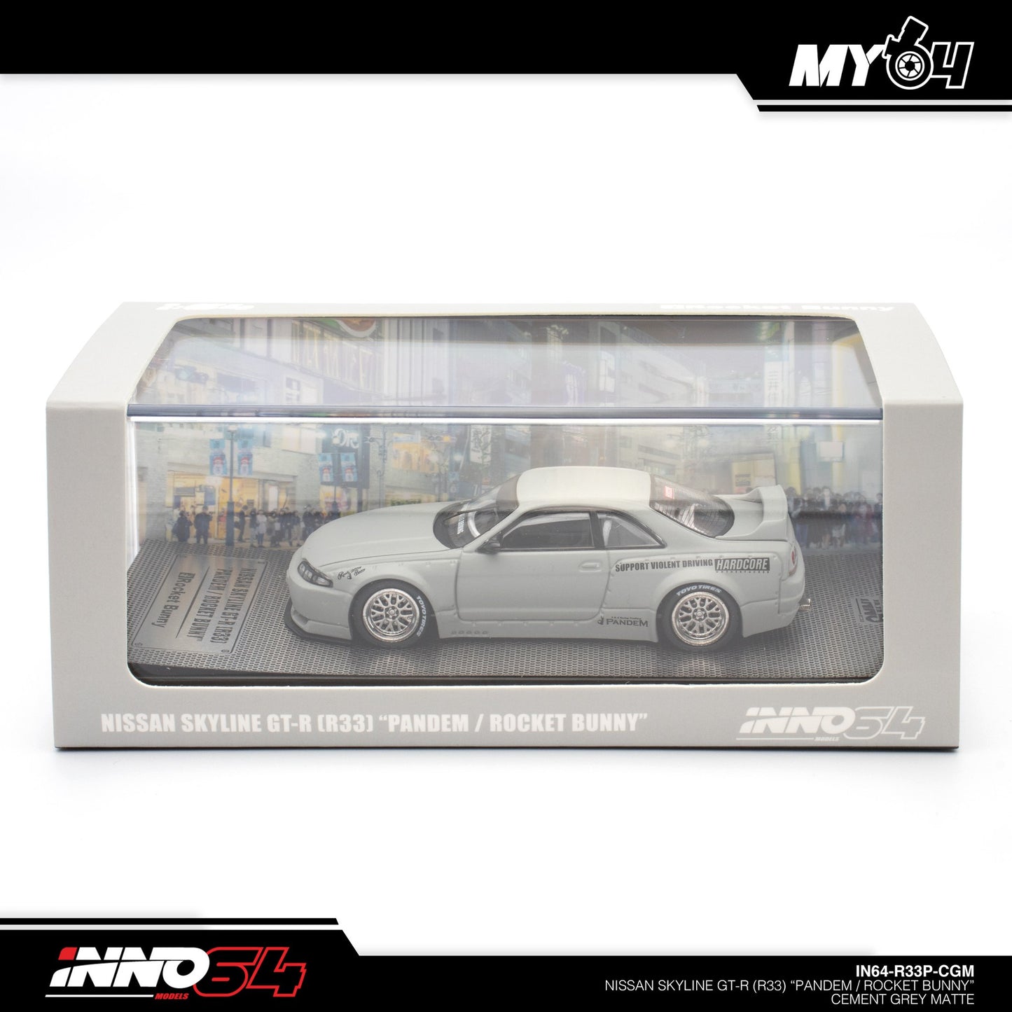 [INNO64] Nissan Skyline GT-R (R33) "Pandem / Rocket Bunny" - Cement Grey Matte