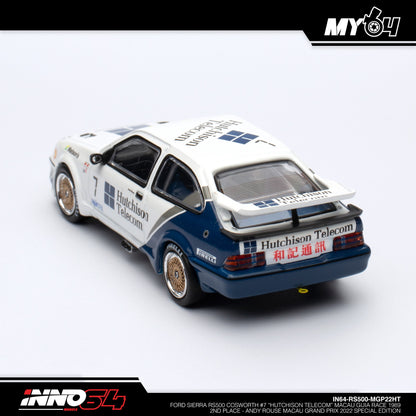 [INNO64] Ford Sierra RS500 Cosworth #7 "HUTCHISON TELECOM" Macau Guia Race 1989 2nd Placa - ANDY ROUSE Macau Grand Prix 2022 Special Edition