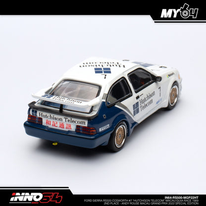 [INNO64] Ford Sierra RS500 Cosworth #7 "HUTCHISON TELECOM" Macau Guia Race 1989 2nd Placa - ANDY ROUSE Macau Grand Prix 2022 Special Edition