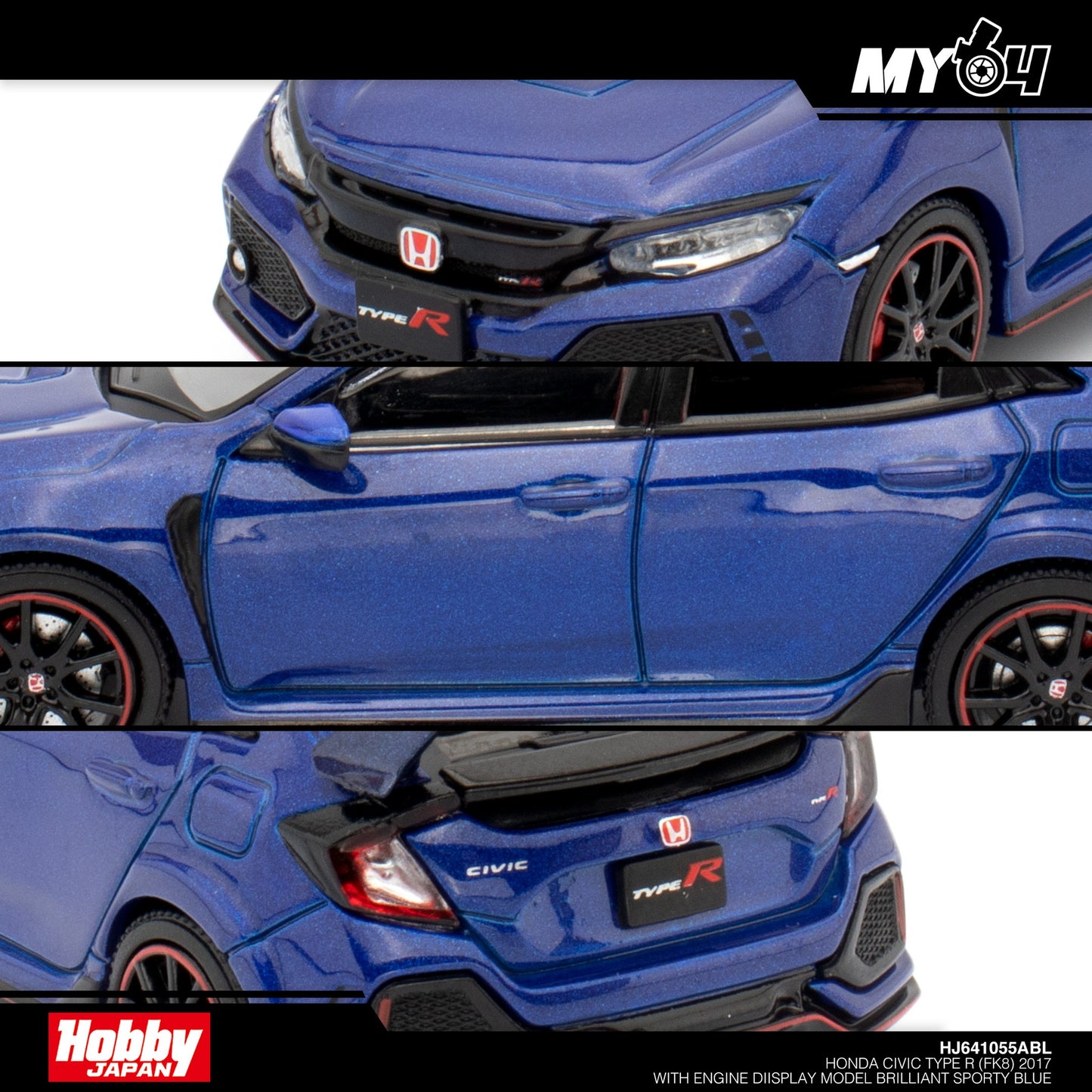 [Hobby Japan] Honda Civic Type R (FK8) 2017 With Engine Display Model