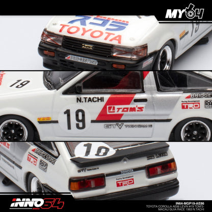 [INNO64] 1:64 Toyota Corolla AE86 Levin #19 Tom's-Macau Guia Race 1983 N.Tachi