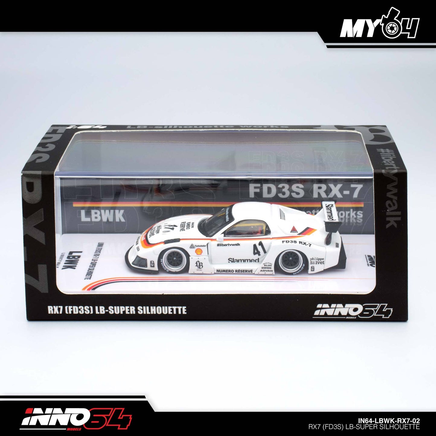 [INNO64] 1:64 Mazda RX7 (FD3S) LB-Works Super Silhouette - White