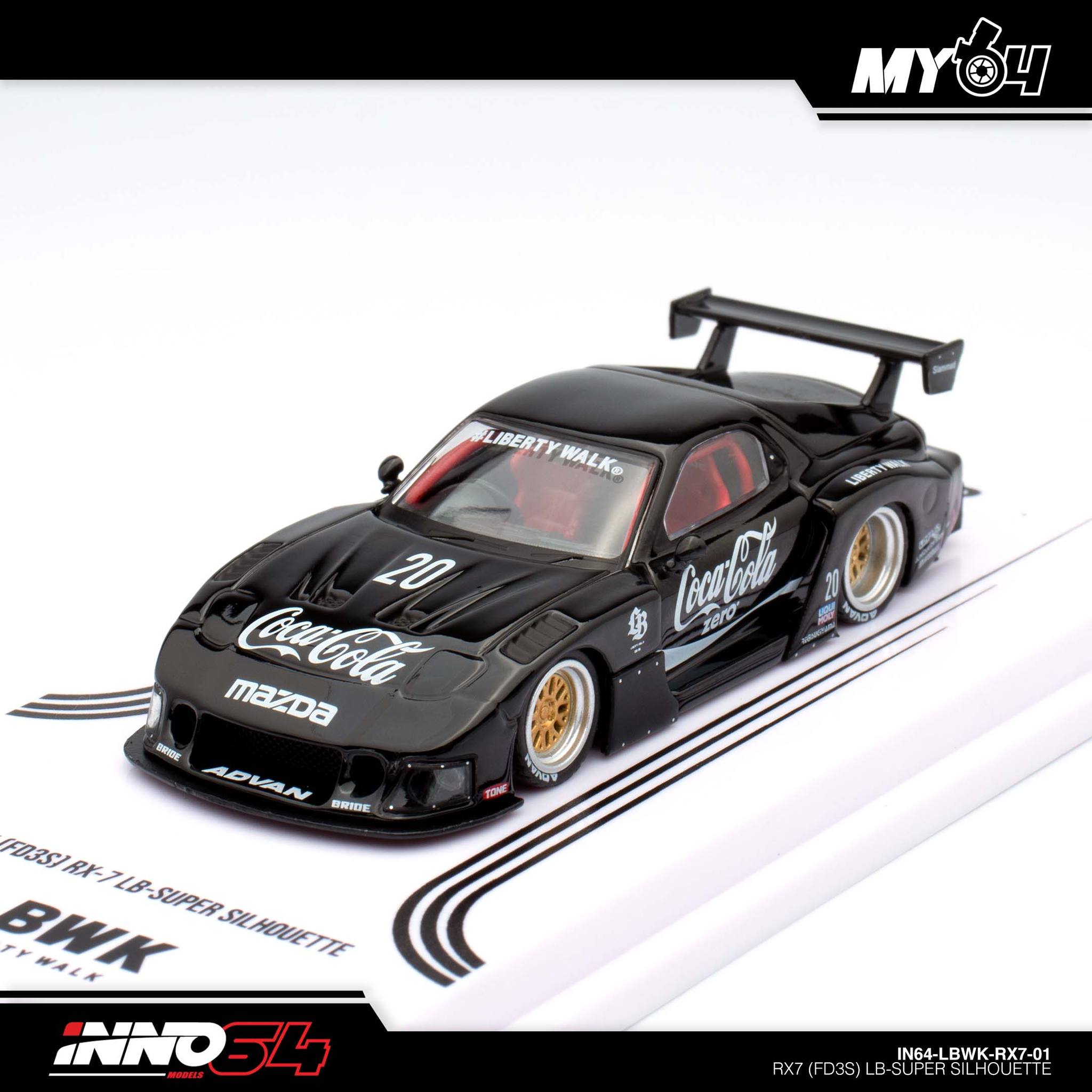INNO64 RX7 FD3S LB-SUPER SILHOUETTE 2台 INNO64] 1:64 Mazda RX7 (FD3S) LB-Works Super Silhouette - Black