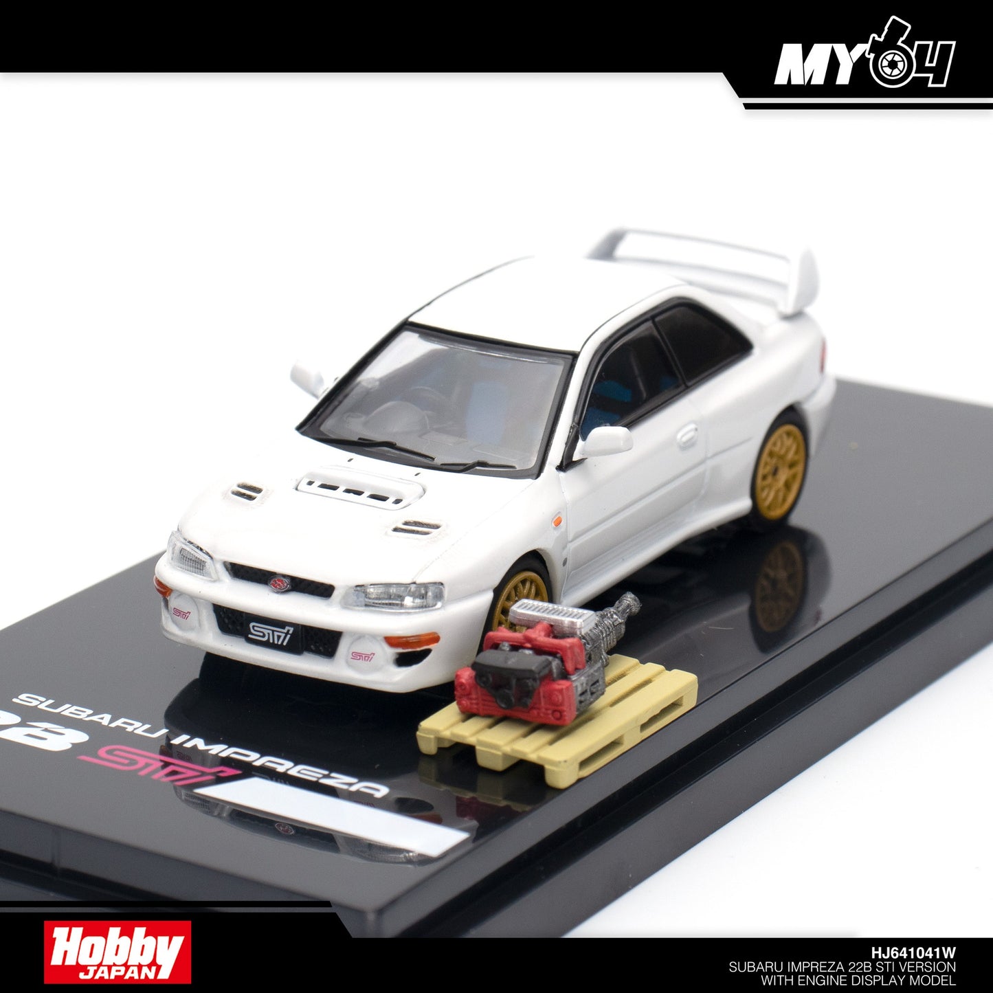 [Hobby Japan] Subaru Impreza 22B STi Version (GC8改) With Engine Display Model - Fether White