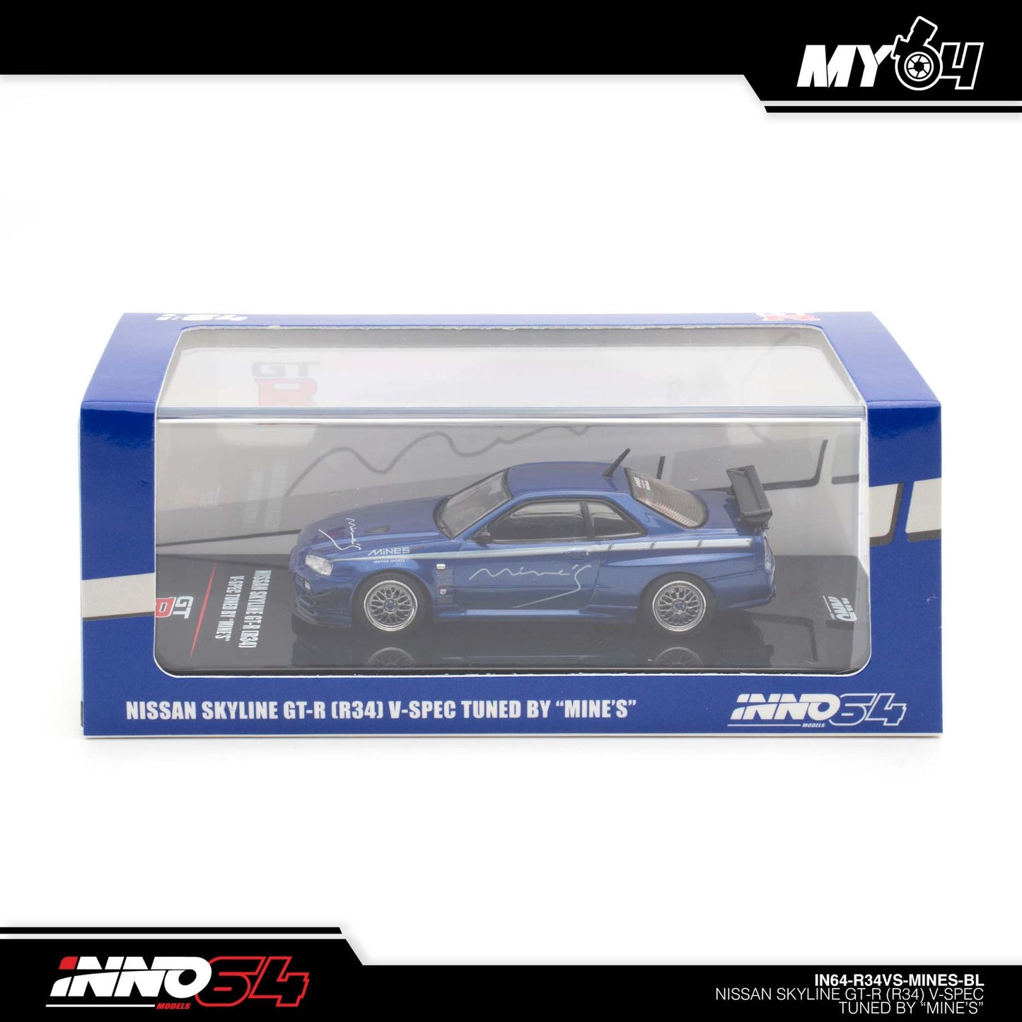 [INNO64] 1:64 Nissan Skyline GT-R R34 V-Spec Tunned by "Mine's" - Blue