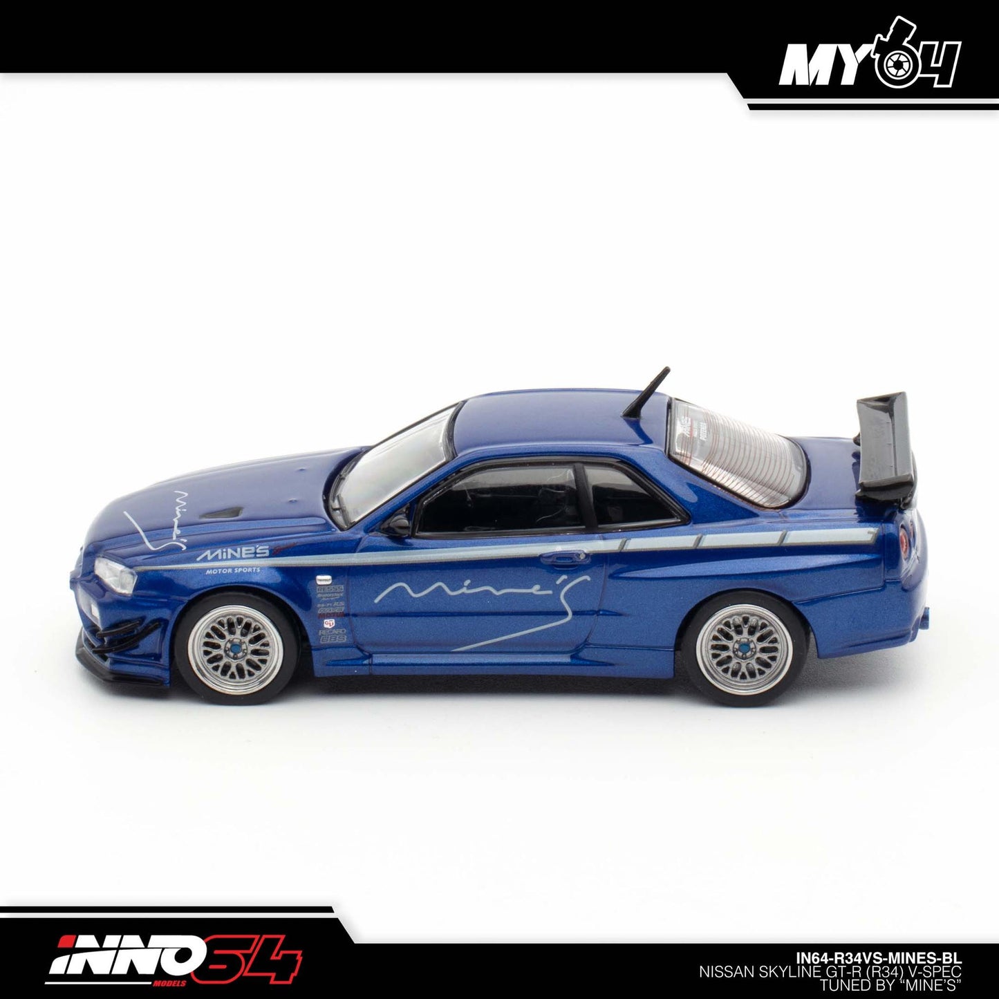[INNO64] 1:64 Nissan Skyline GT-R R34 V-Spec Tunned by "Mine's" - Blue