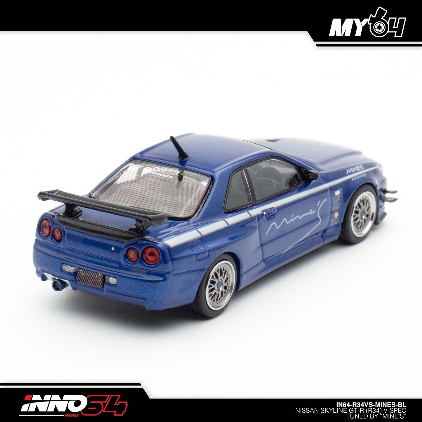 [INNO64] 1:64 Nissan Skyline GT-R R34 V-Spec Tunned by "Mine's" - Blue