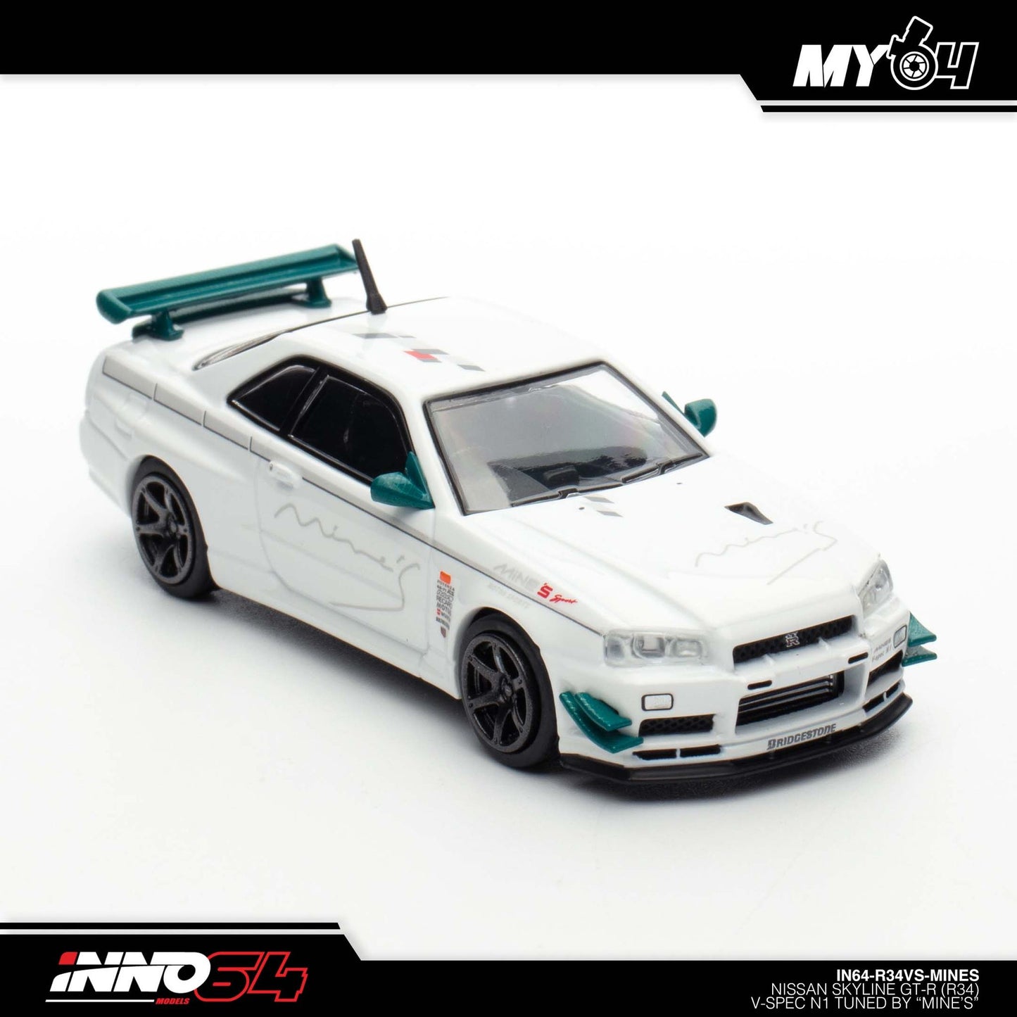 [INNO64] 1:64 Nissan Skyline GT-R R34 V-Spec Tunned by "Mine's" - White