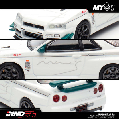 [INNO64] 1:64 Nissan Skyline GT-R R34 V-Spec Tunned by "Mine's" - White