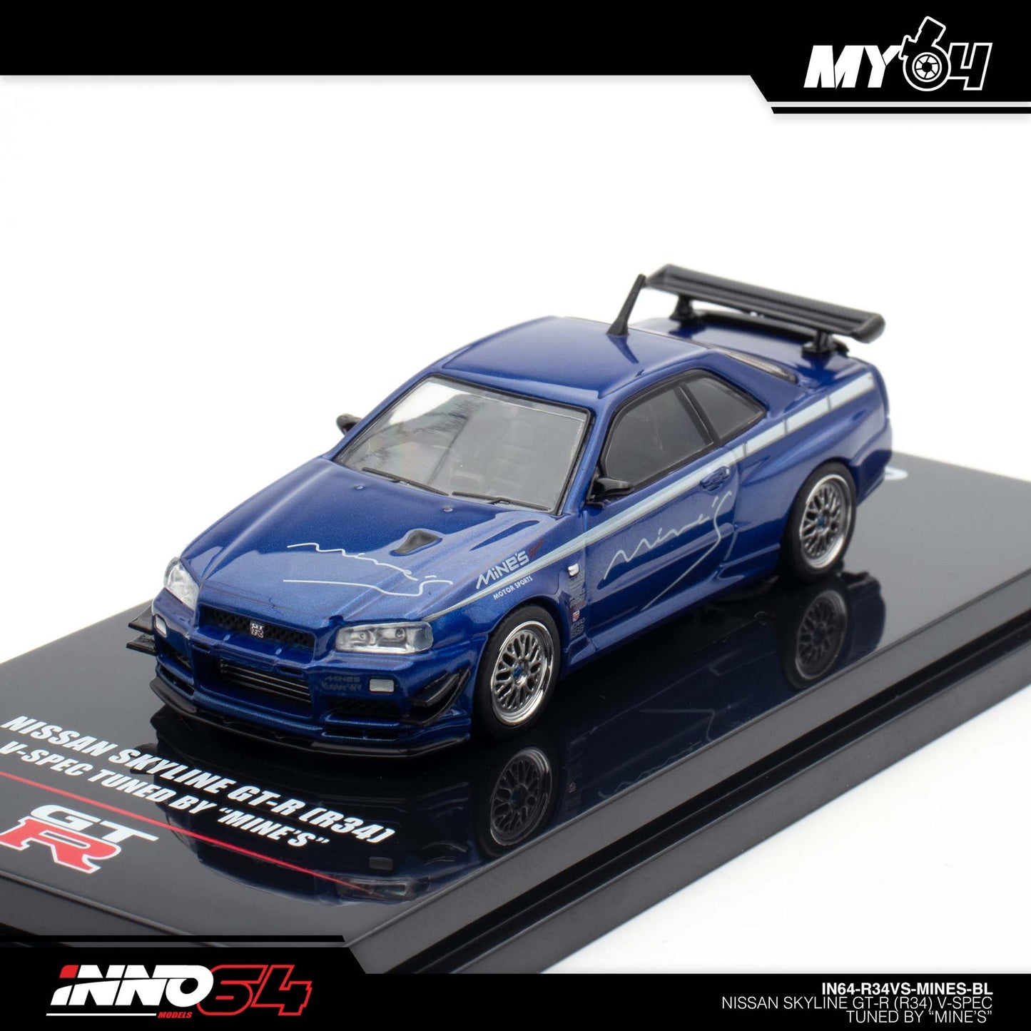 [INNO64] 1:64 Nissan Skyline GT-R R34 V-Spec Tunned by "Mine's" - Blue
