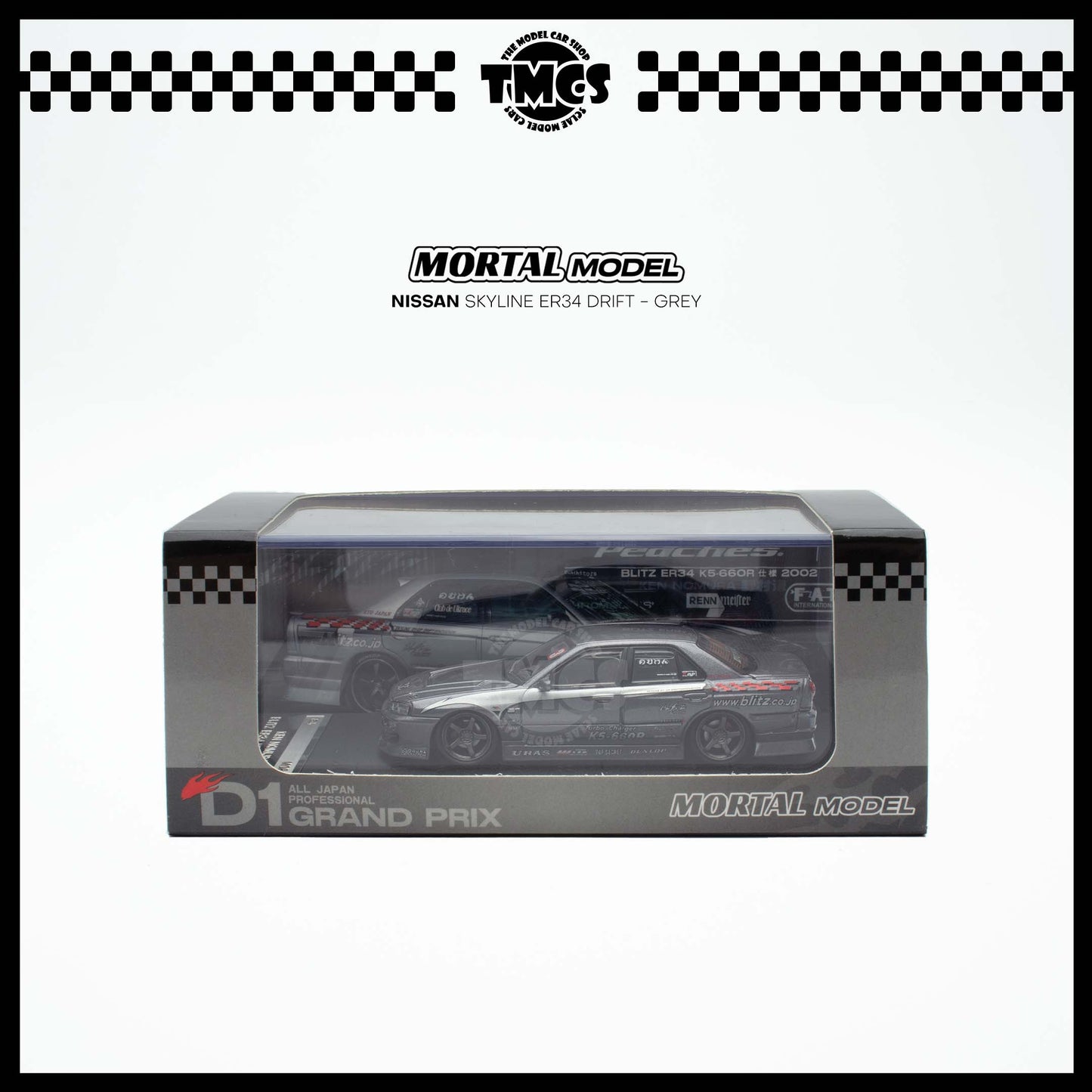 [Mortal] 1:64 Nissan Skyline ER34 Drift - Grey