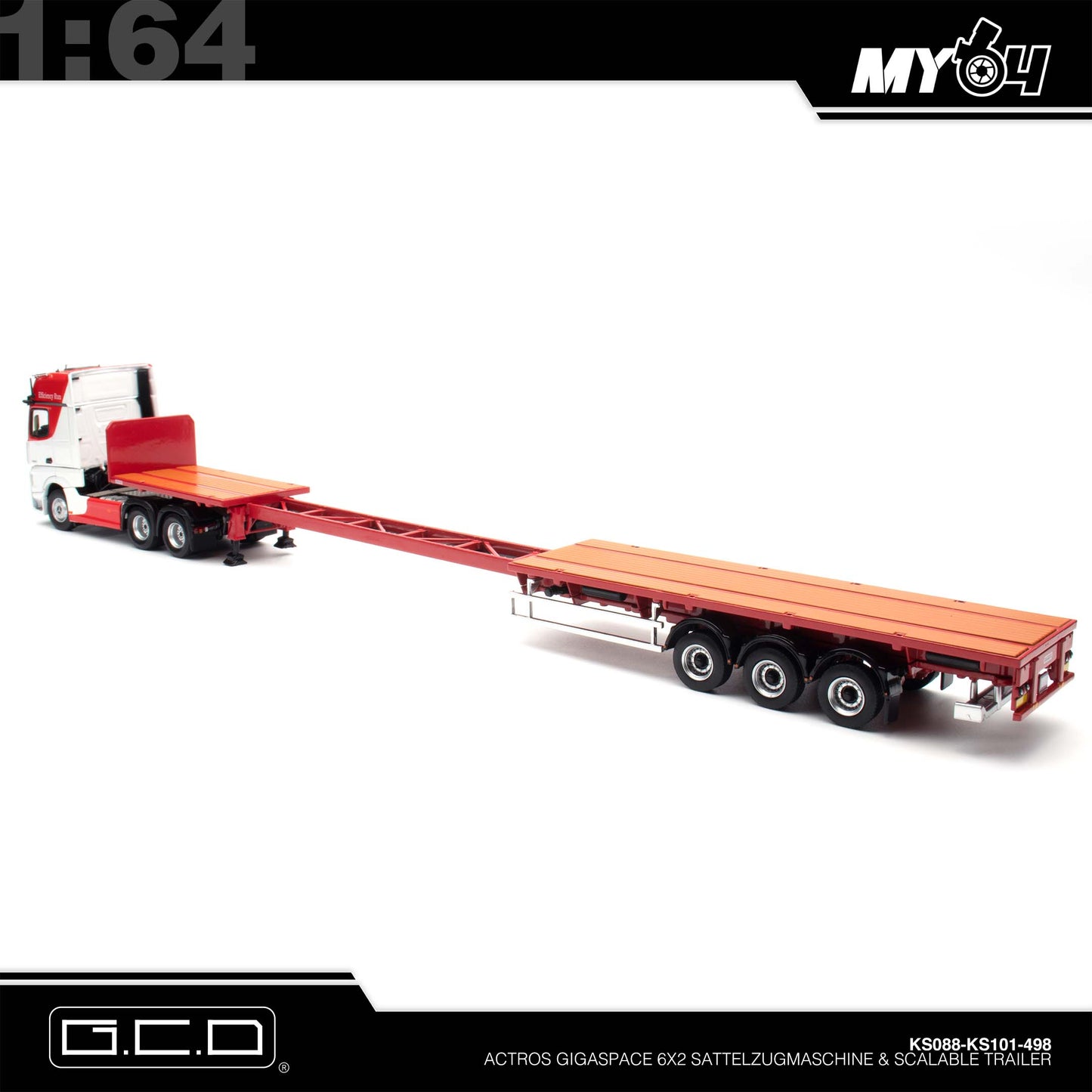 [GCD] Mercedes-Benz Actros 6x2 & Scalable Trailer - Red/White (LHD) (498)