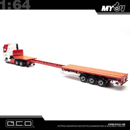 [GCD] Mercedes-Benz Actros 6x2 & Scalable Trailer - Red/White (LHD) (498)