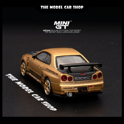 [MINI GT]  Nissan Skyline GT-R (R34)  Top Secret Gold JAPAN EXCLUSIVE