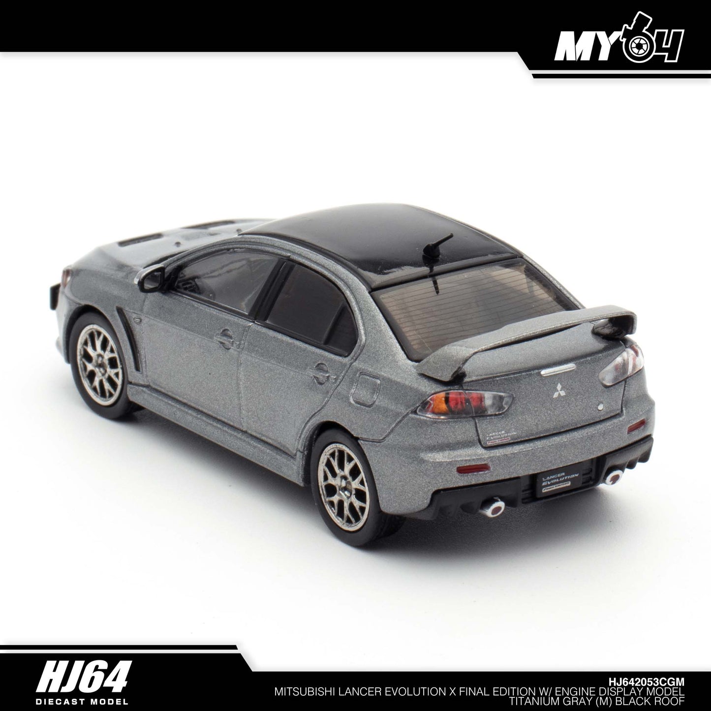 [Hobby Japan] Mitsubishi Lancer Evolution Ⅹ FINAL EDITION With Engine Display Model Black Roof - Titanium Gray Metallic