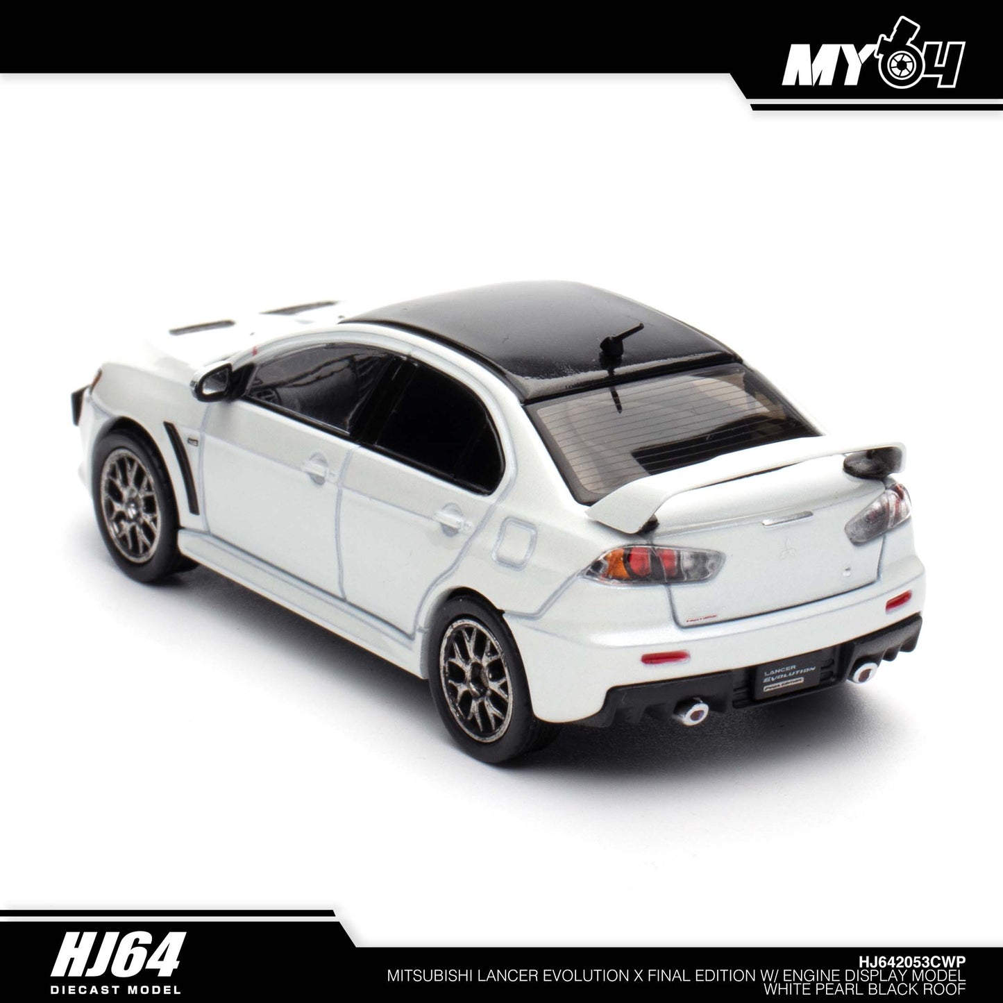 [Hobby Japan] Mitsubishi Lancer Evolution Ⅹ FINAL EDITION With Engine Display Model Black Roof - White Pearl