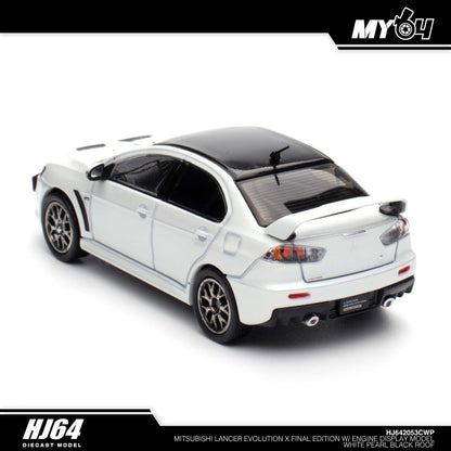 [Hobby Japan] Mitsubishi Lancer Evolution Ⅹ FINAL EDITION With Engine Display Model Black Roof - White Pearl