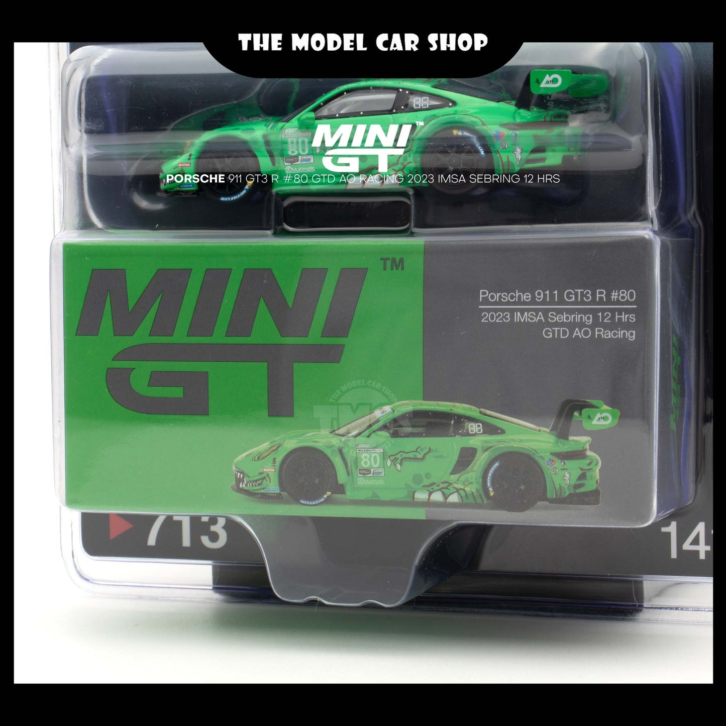 [MINI GT] Porsche 911 GT3 R #80 GTD AO Racing 2023 IMSA Sebring 12 Hrs Blister Packaging