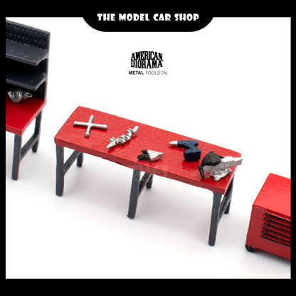 [American Diorama] Garage Tools (Include 2 pcs of Workbench, 2 pcs of Cabinets, and 12 pieces of garage tools)