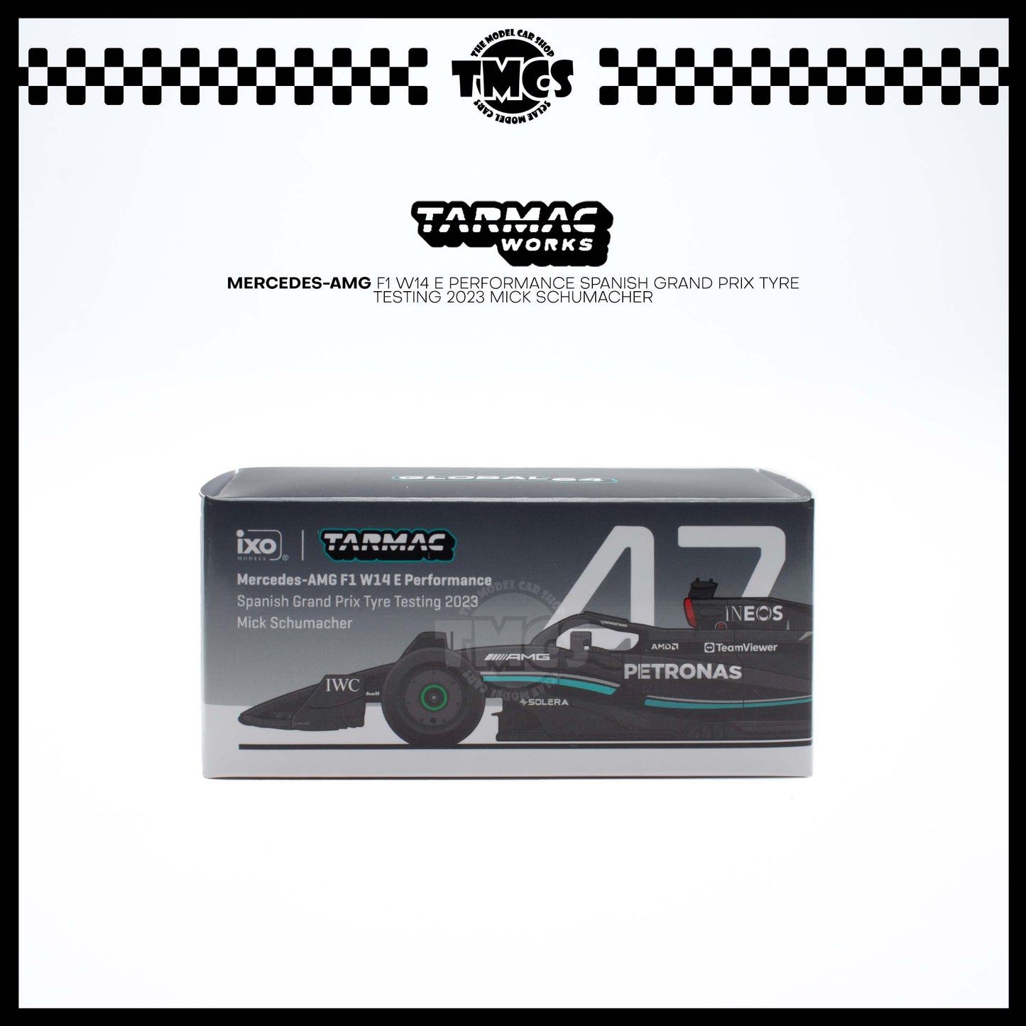 [Tarmac Works] 1:64  Mercedes-AMG F1 W14 E Performance Spanish Grand Prix Tyre Testing 2023 Mick Schumacher