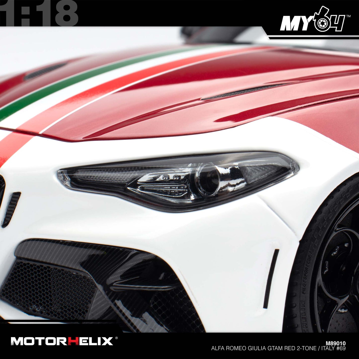 [Motorhelix] 1:18 Alfa Romeo Giulia GTAm - Red 2-Tone / Italy #69