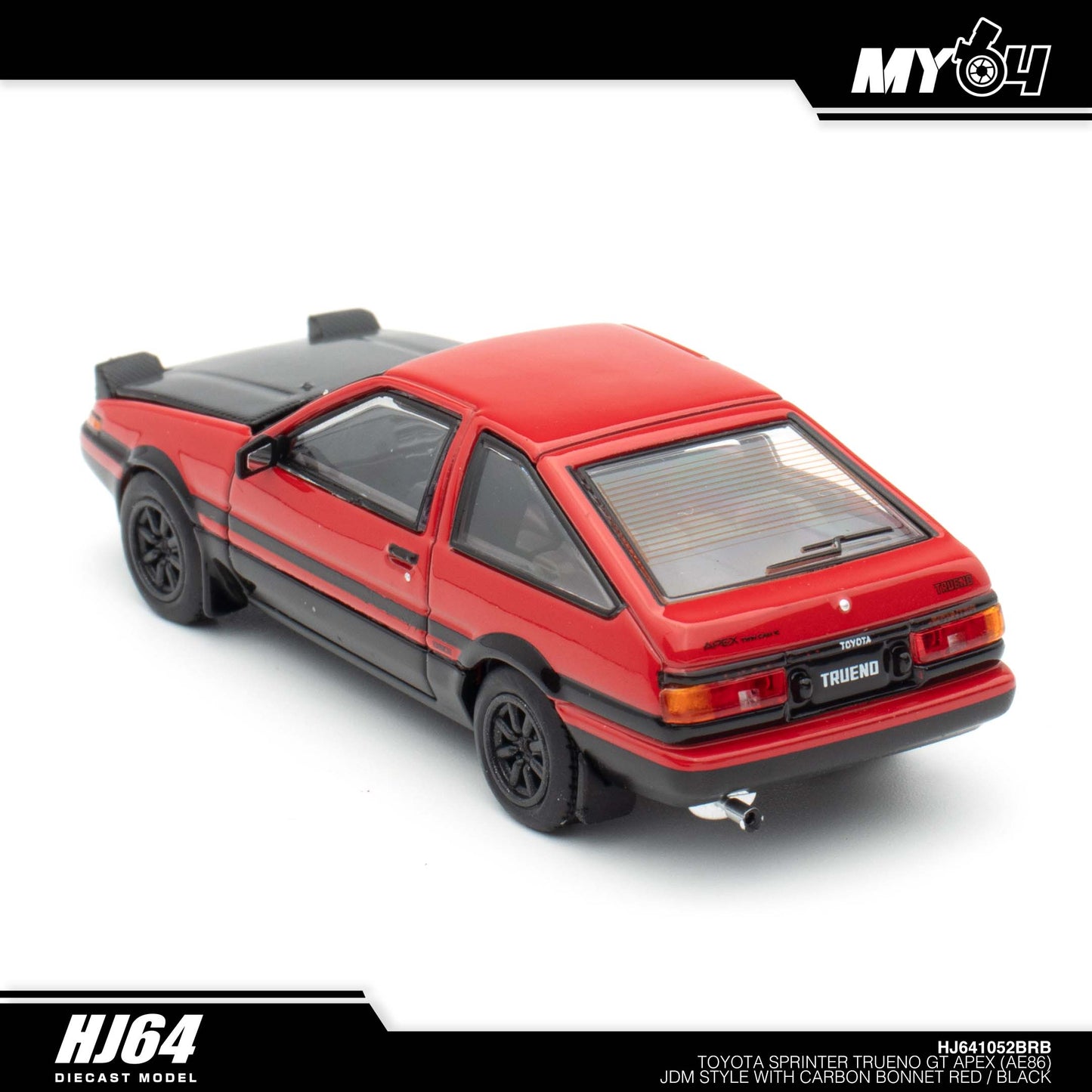 [Hobby Japan] Toyota SPRINTER TRUENO GT APEX (AE86) JDM Style with CARBON BONNET( Functional Engine Hood) - Red / Black