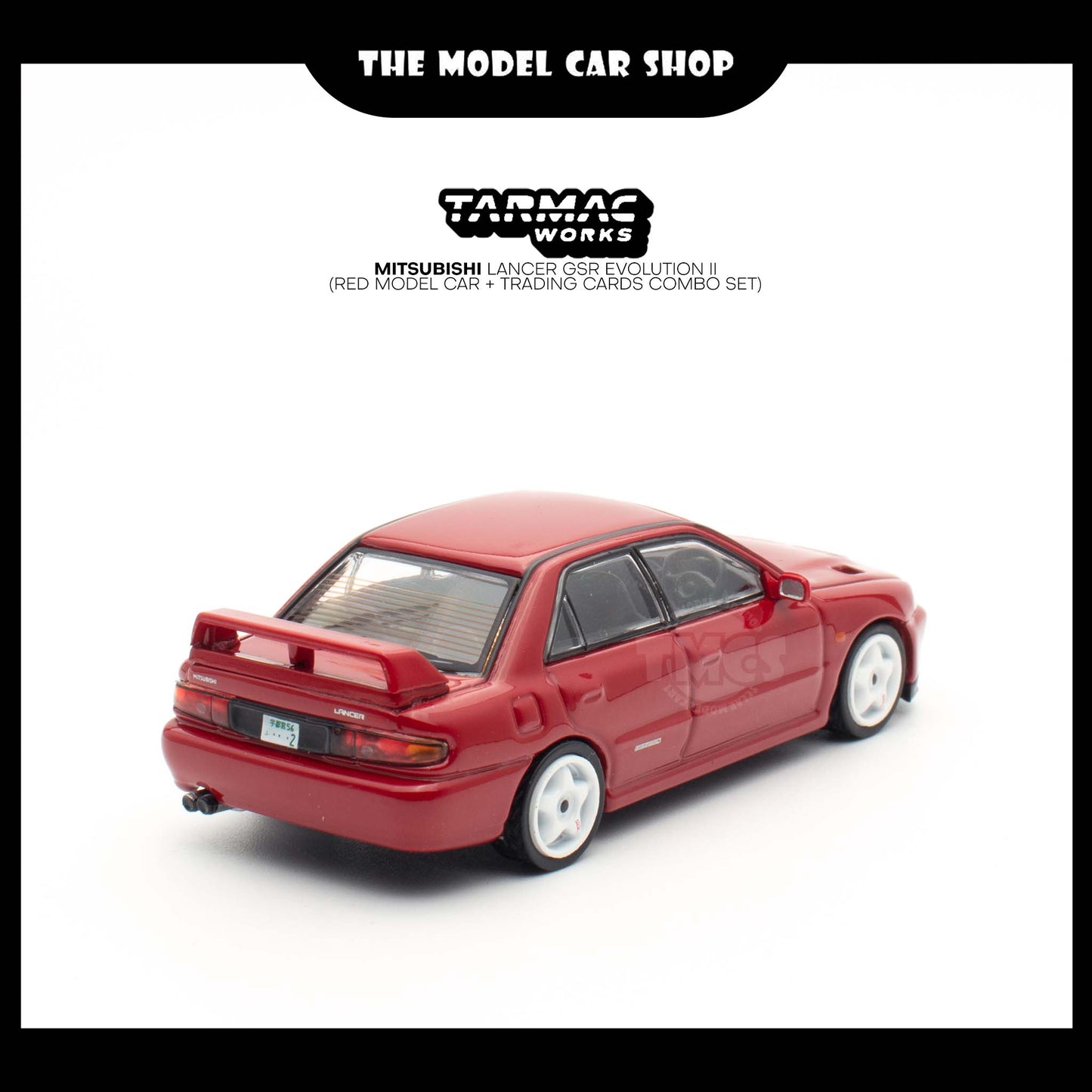 [Tarmac Works] Mitsubishi Lancer GSR Evolution II (Red Model Car + Trading Cards Combo Set)