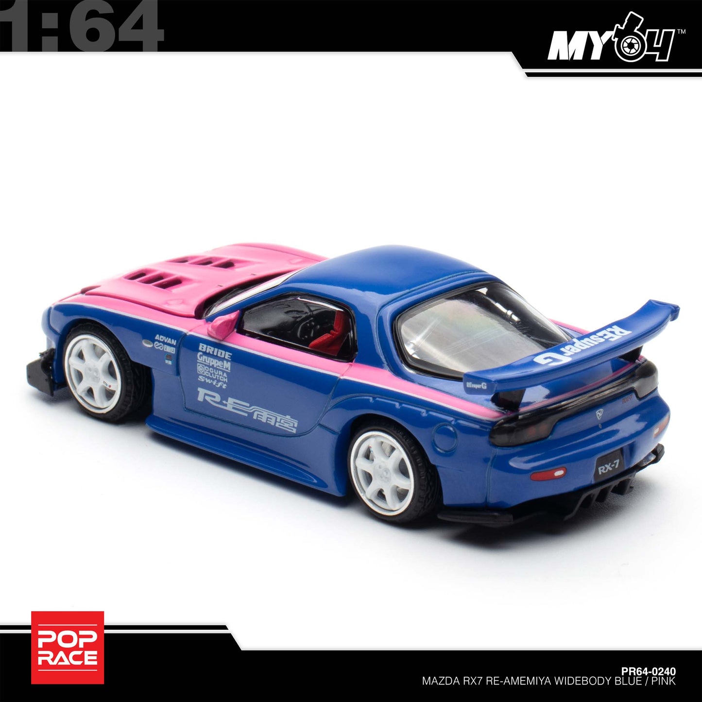 [Pop Race] 1:64 Mazda RX7 RE-Amemiya - Blue/Pink
