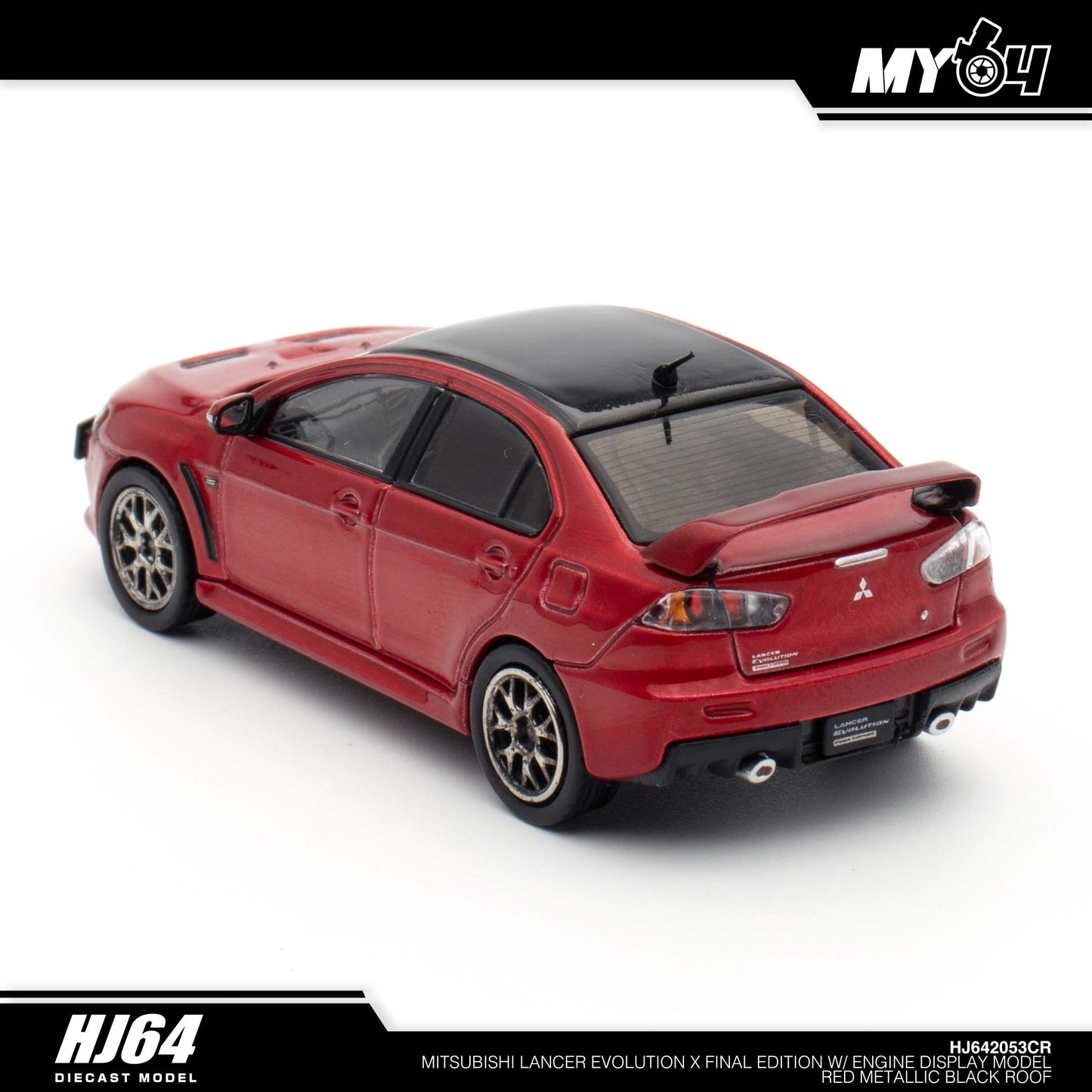 [Hobby Japan] Mitsubishi Lancer Evolution Ⅹ FINAL EDITION With Engine Display Model Black Roof - Red Metallic