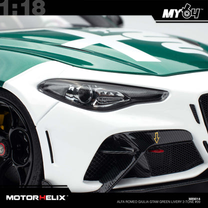[Motorhelix] 1:18 Alfa Romeo Giulia GTAm - Green Livery 2-Tone #99