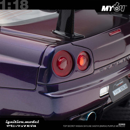 [Ignition Model] 1:18 Top Secret Nissan Skyline 34GT-R (BNR34) - Purple Metallic