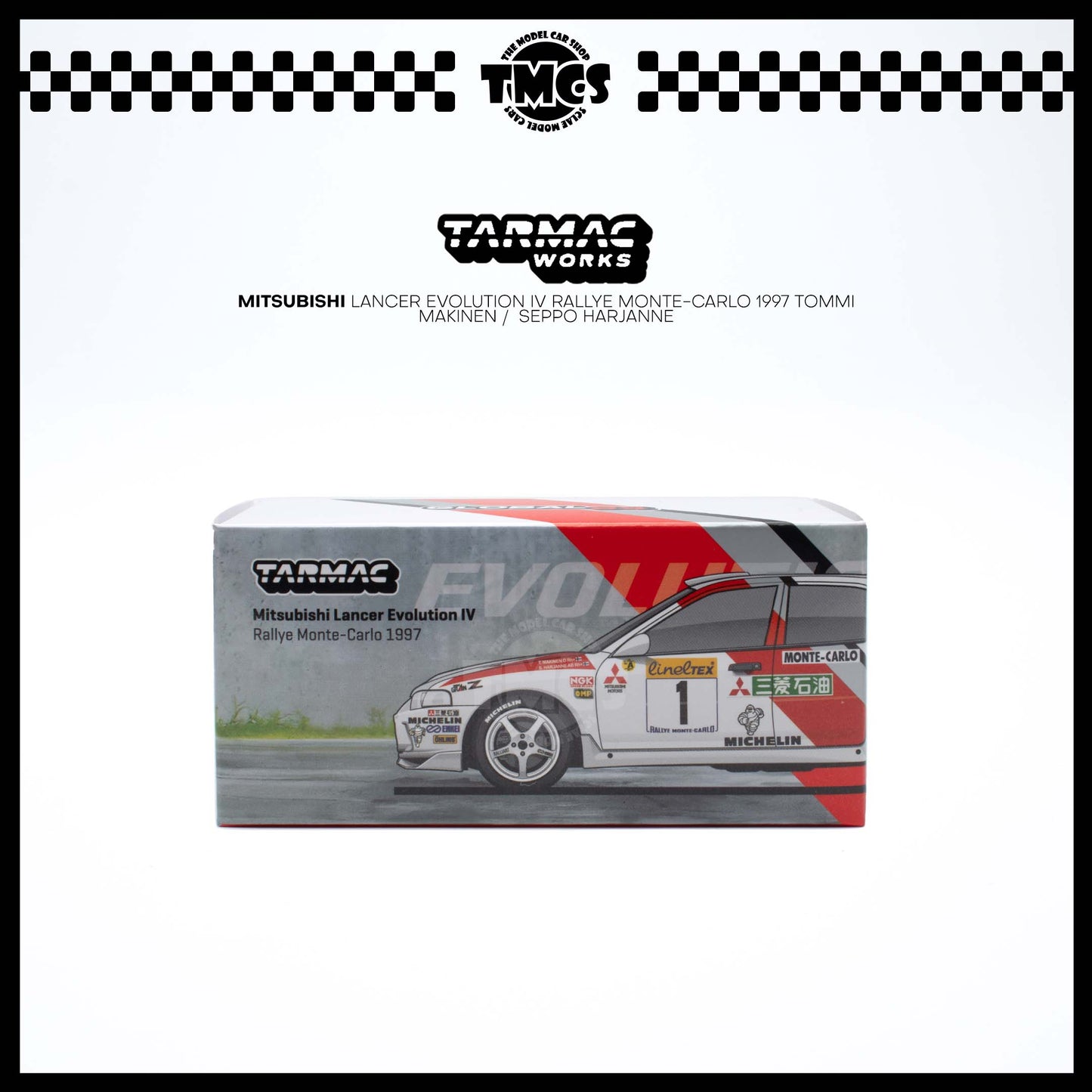 [Tarmac Works] 1:64 Mitsubishi Lancer Evolution IV Rallye Monte-Carlo 1997 Tommi Mäkinen /  Seppo Harjanne