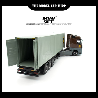 [MINI GT] Mercedes-Benz Actros  w/ 40 Ft Container " UPS Europe" (UNSEAL ITEM)